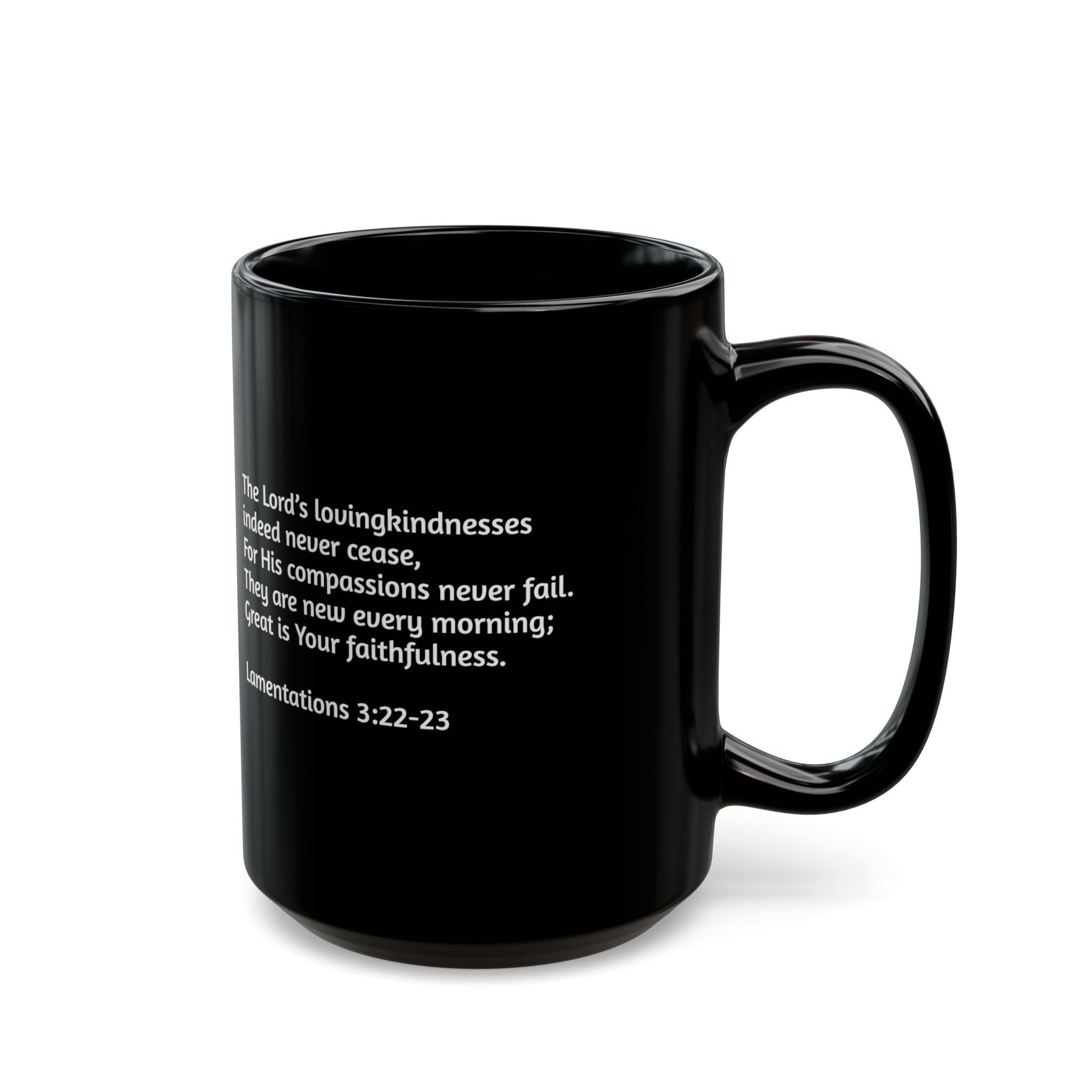 Lamentations 3:22-23 Black Coffee Mug