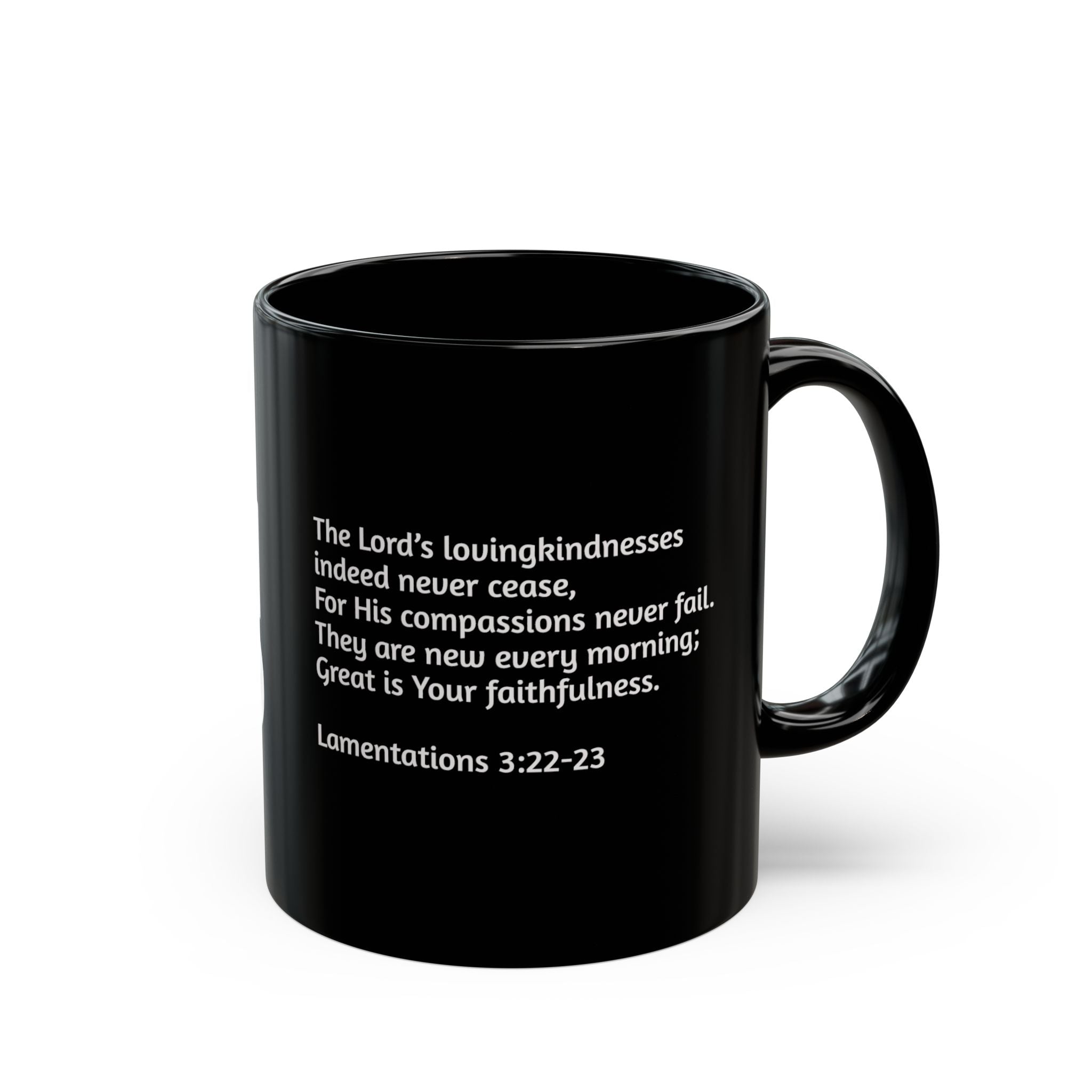 Lamentations 3:22-23 Black Coffee Mug