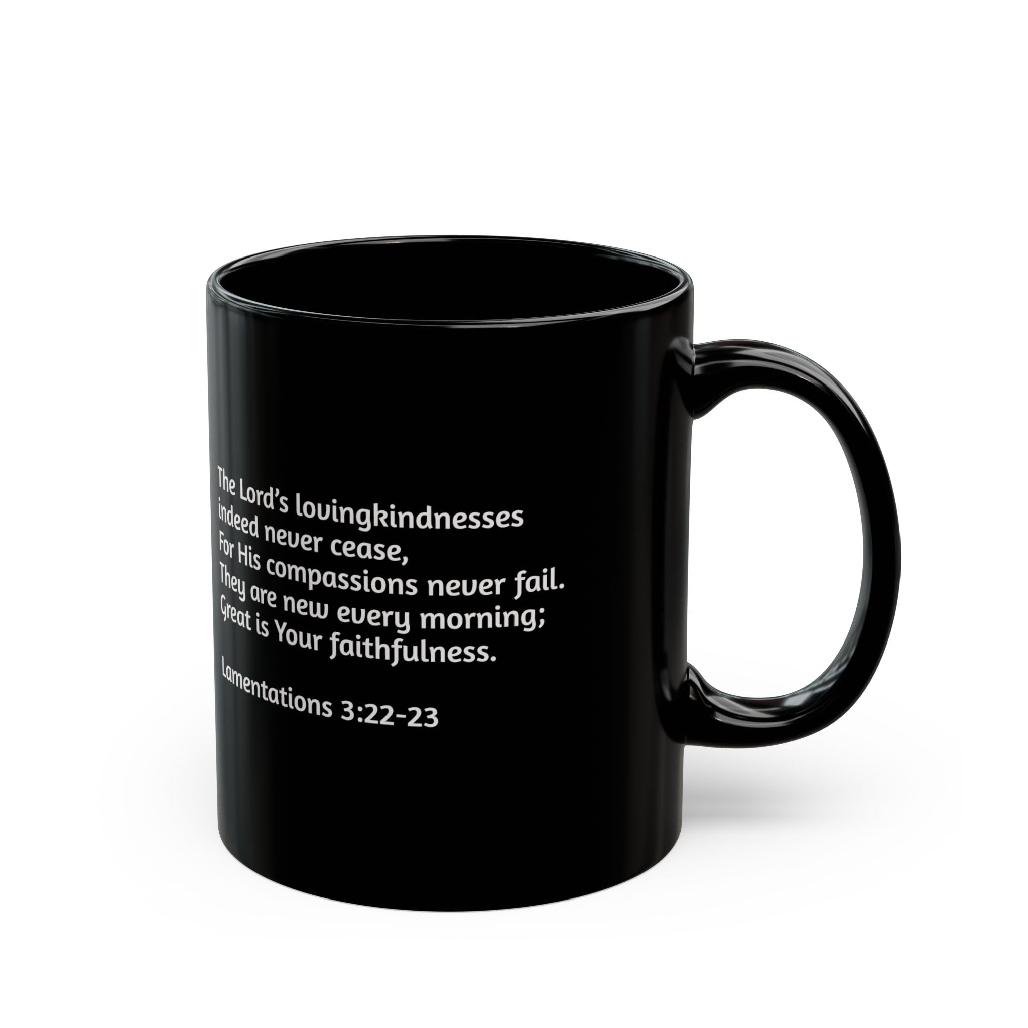 Lamentations 3:22-23 Black Coffee Mug